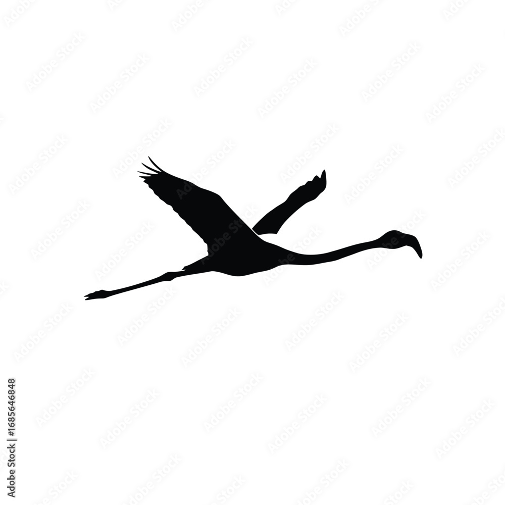 Fototapeta premium Flamingo silhouette illustration standing on one leg on a white background. EPS 10.