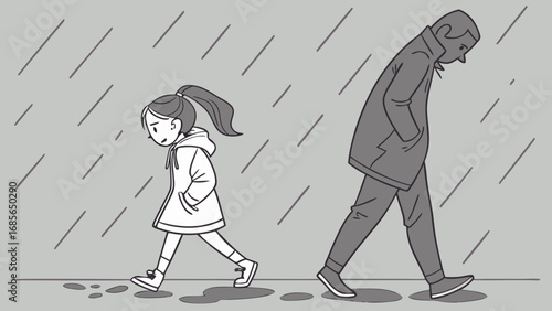 Girl with Broken Shadow – Vector Illustration of Hidden Emotional Struggles and Mental Health Awareness