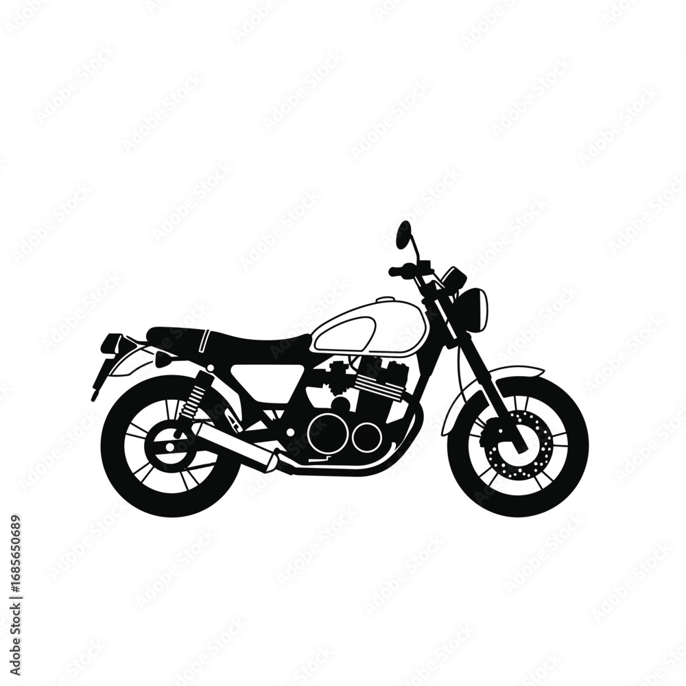 Obraz premium Sport motorcycle line art illustration with detailed components on a white background. EPS 10.
