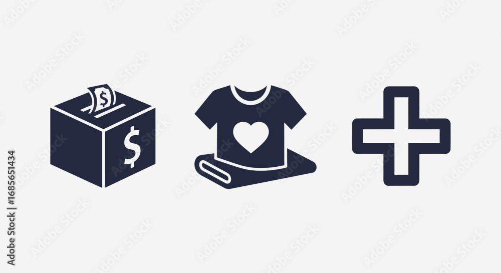 Obraz premium Charity and Donation Icon Vector Set