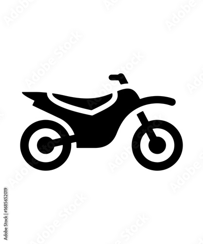 Monochrome Silhouette of a Dirt Bike Standing Out on a White Background Perfect for Transportation and Recreation Concepts