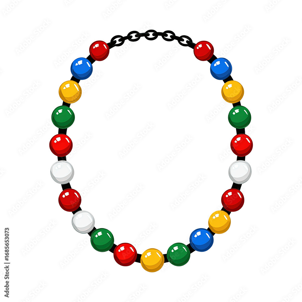 Obraz premium Colorful Beaded Necklace with Black Chain -