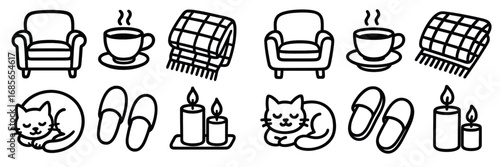 Cozy indoor atmosphere featuring comfortable furniture, warm drinks, and relaxing accents during a chilly evening