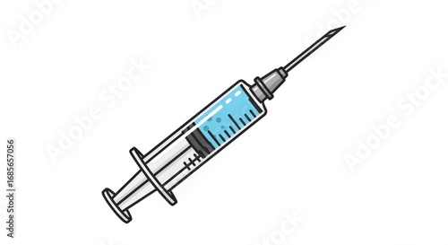Stylized Medical Syringe Graphic on Plain Background for Clinical Designs