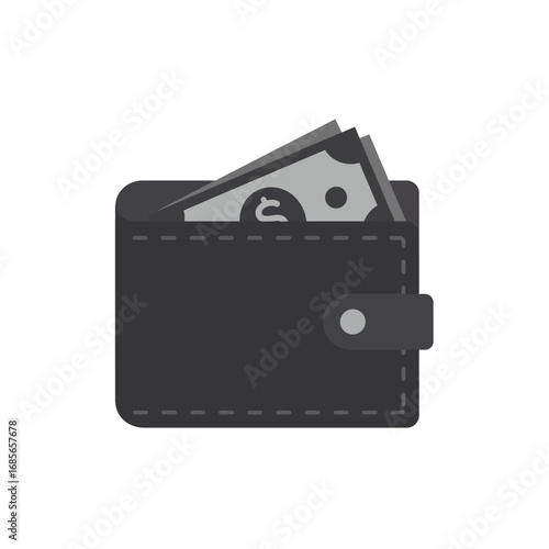 Wallet with Cash Financial Security and Wealth Icon