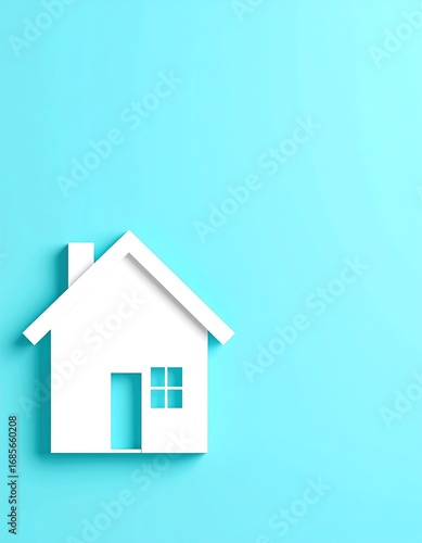 Wallpaper Mural Simple white house icon on a light blue background Torontodigital.ca