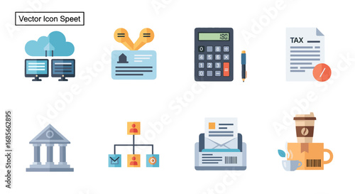 Collection of business and finance related vector icons set