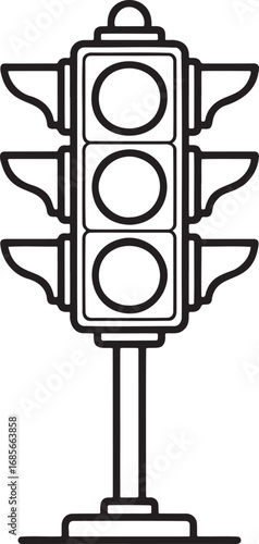 Traffic light Outline vector illustration isolated On Transparent Background