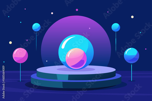 glowing spheres  futuristic christmas  cylindrical