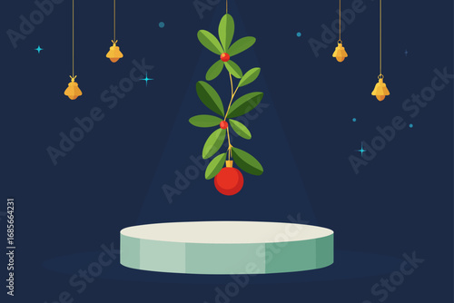 mistletoe  romantic lighting  elegant podium  