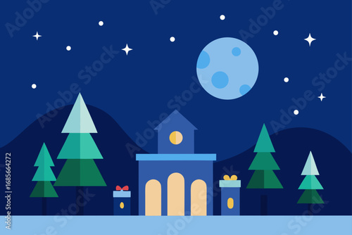 moonlight  quiet night  serene christmas display  