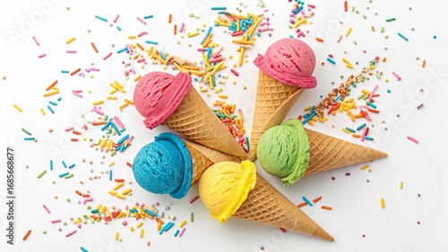 Colorful Ice Cream Cones wi...