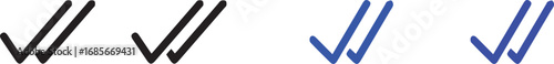 Double check mark icons in black and blue representing confirmation and verification