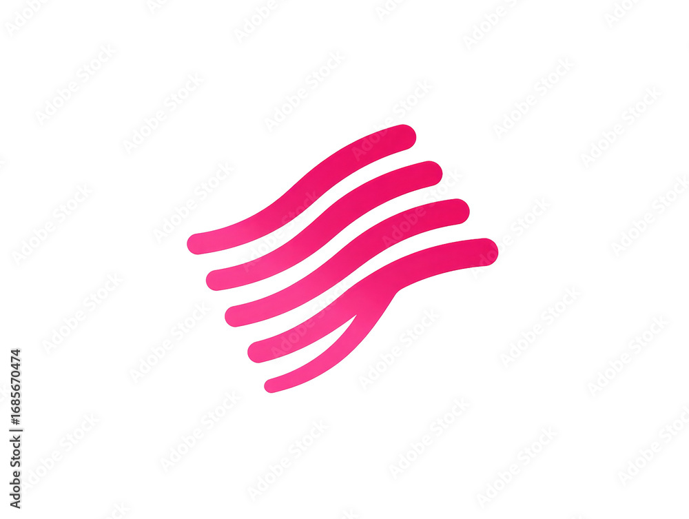 Obraz premium Abstract design of three overlapping, wavy, pink shapes on a black background. The shapes have a soft gradient, fading from a vibrant pink to a darker, more magenta hue