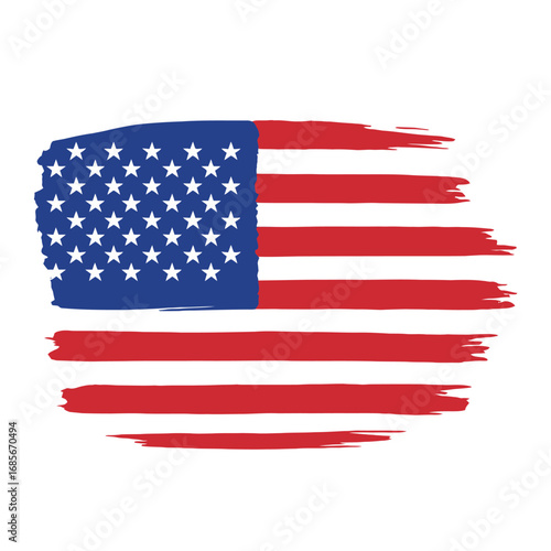 United States flag in brush stroke style