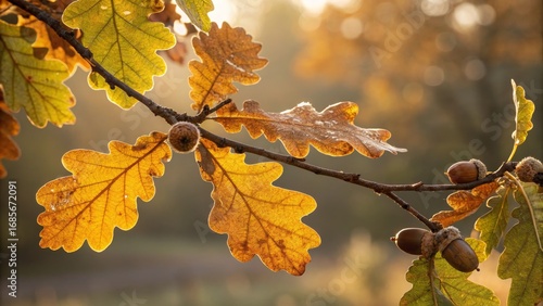 Golden Autumn Oak Branch Ba...