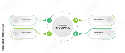 4 step circle diagram infographic element with icons suitable for information graphic and banner presentation