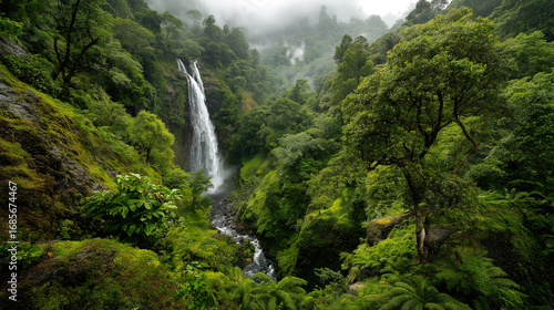 view from the mountain waterfall in the forest mountains desktop wallpaper