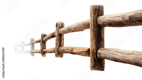 Rustic wooden fence stretches into the distance