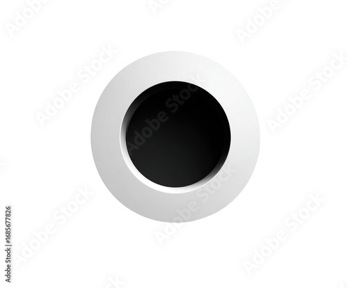 Circular white frame with dark center hole