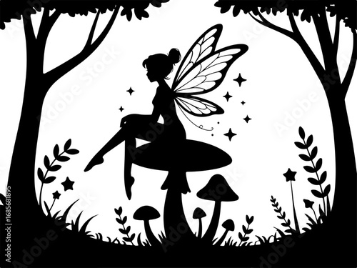 Starlit Serenity: Fairy in the Moonlight" Vector