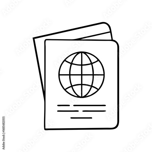 black and white passport with globe design clip art preview