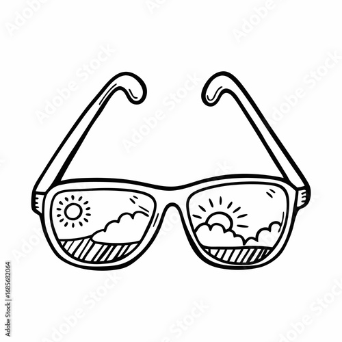 Sunglasses outline coloring book page line art drawing
