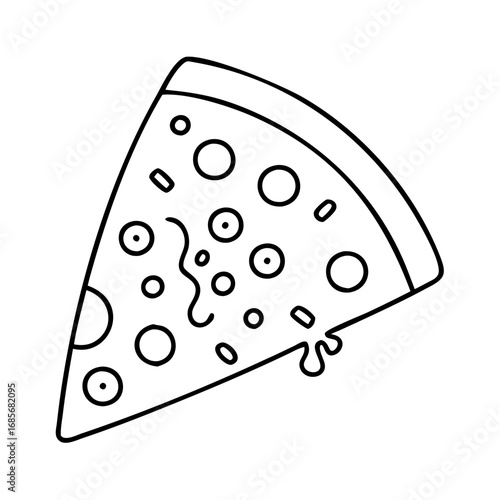 Vector art of a delicious slice of pizza with pepperoni and melted cheese, a classic comfort food for pizza lovers everywhere