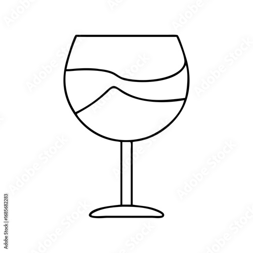 Vector art of wine glass with liquid, showcasing a unique design with wavy lines for a modern and artistic touch