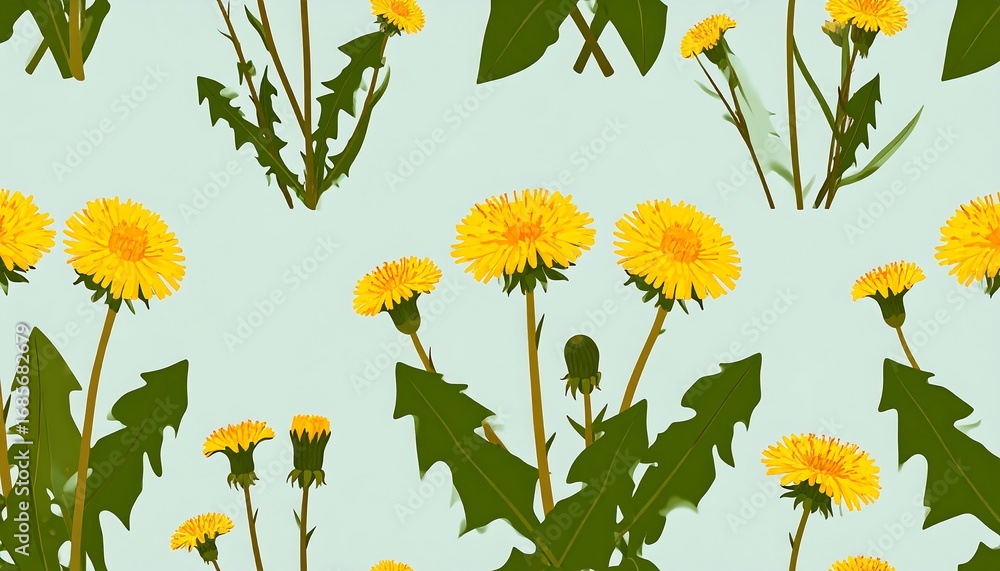 Dandelion pattern on light background