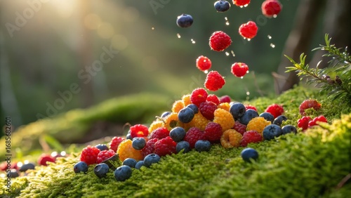 Sunlit Berries Falling on M...