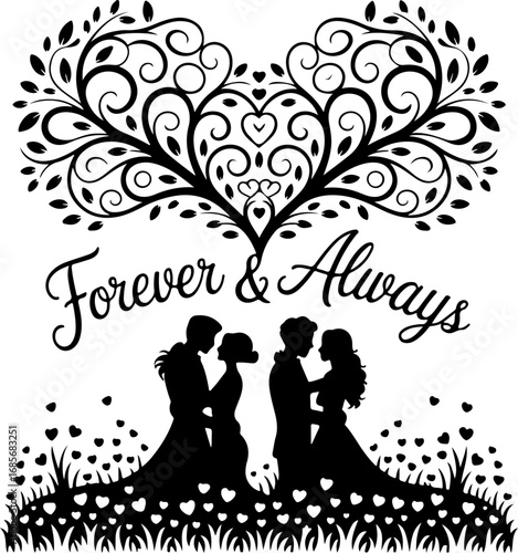 "Eternal Embrace: Love Grows Here" Vector graphics