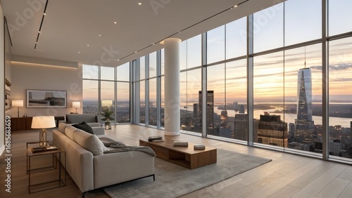 Sunset Cityscape Living Roo...