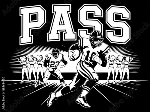 , American Football,  Game On: Power Pass in Motion"  Action, Running Vector Bundle