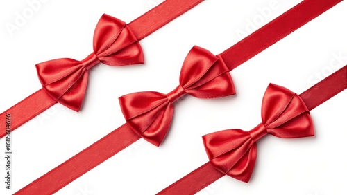 Three Red Satin Bows on Dia...