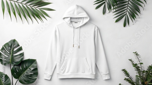 White Hoodie Mockup Tropica...