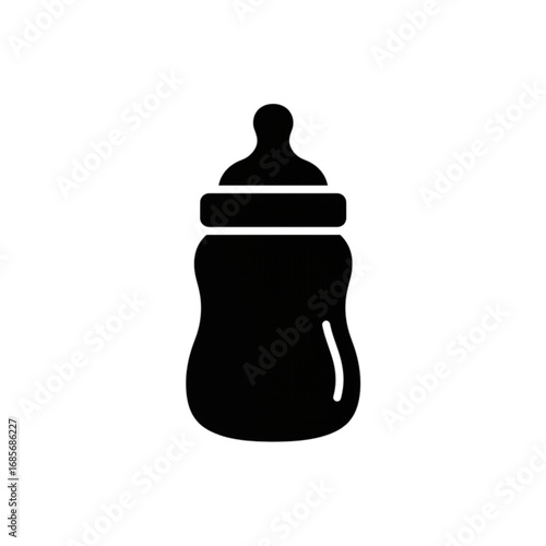 Baby bottle icon - simple black silhouette of a feeding bottle for infants