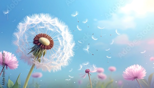 Dandelions in a summer sky