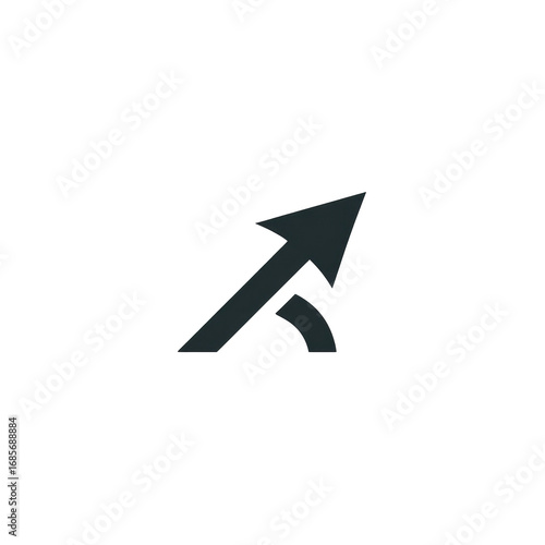 Free Download Dark gray arrow pointing right-upward with a curved segment - GFXLoad