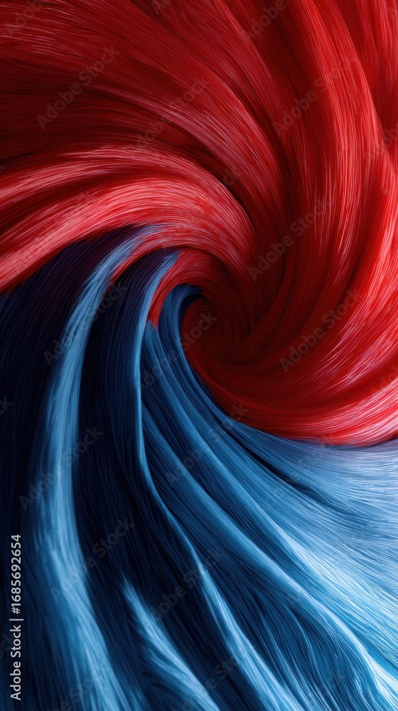 Fototapeta premium Abstract swirling pattern of vibrant red and blue colors, creating a dynamic visual flow, representing energy and movement in a captivating artistic design
