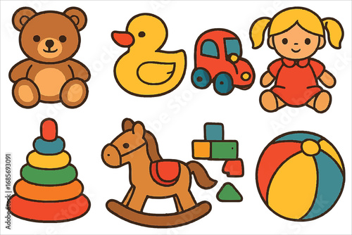 Set of cartoon teddy bear toys for children