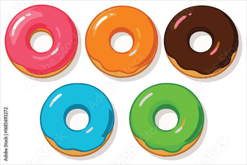 Colorful donuts set isolated on white background