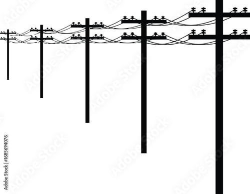 Utility, Pole, Power, Line, Silhouette, Perspective, Infrastructure, Electricity, Engineering, Depth