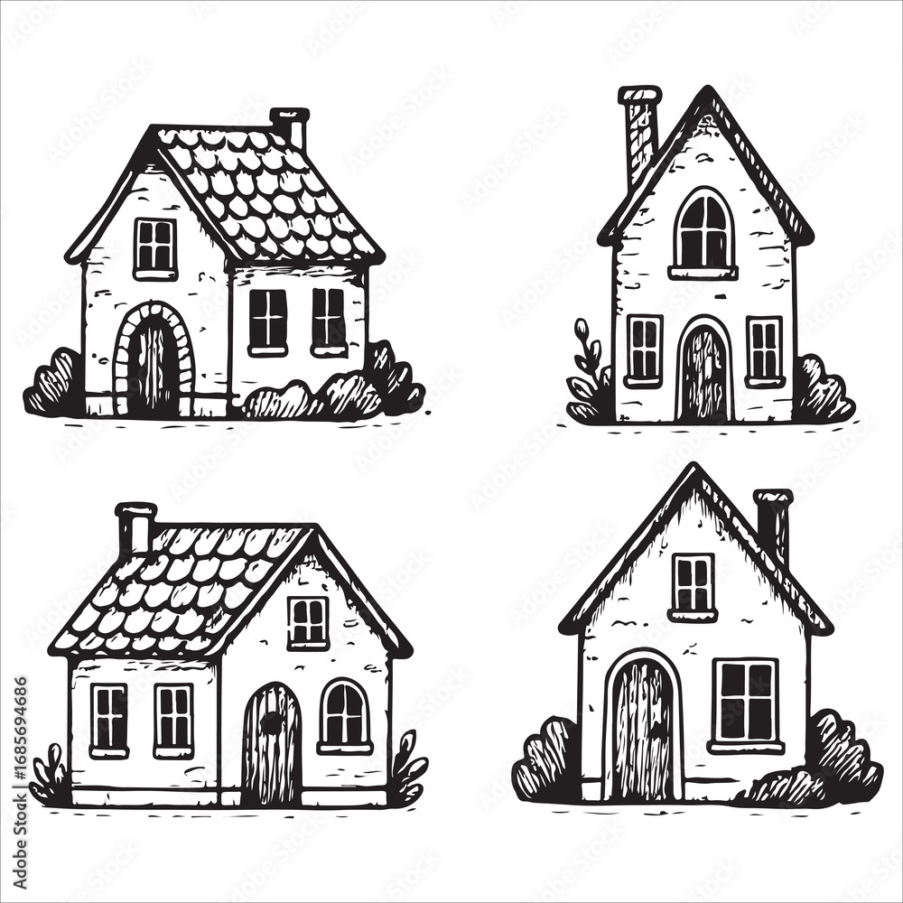 Fototapeta premium Set of house icons vector illustration