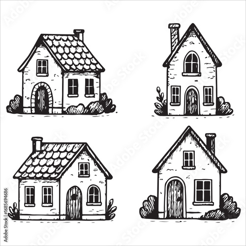 Set of house icons vector illustration