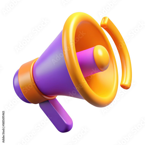 3d cartoon megaphone with vibrant colors isolated on transparent background