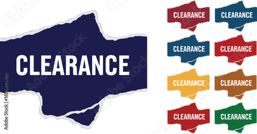 Clearance Sale Badge Vector Set with Torn Paper Effect
