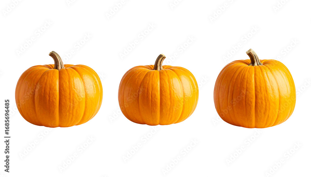 set of pumpkins isolated on transparent background, png