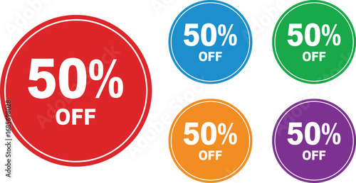 50% Off Circular Badges - Vector Set for Sales and Promotions

