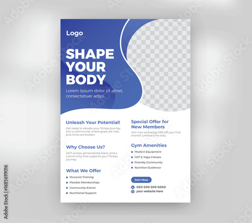 Shape Your Body Modern Gym Fitness Flyer Template
